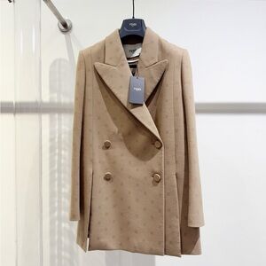Fendi Women's Beige Double-Breasted Blazer